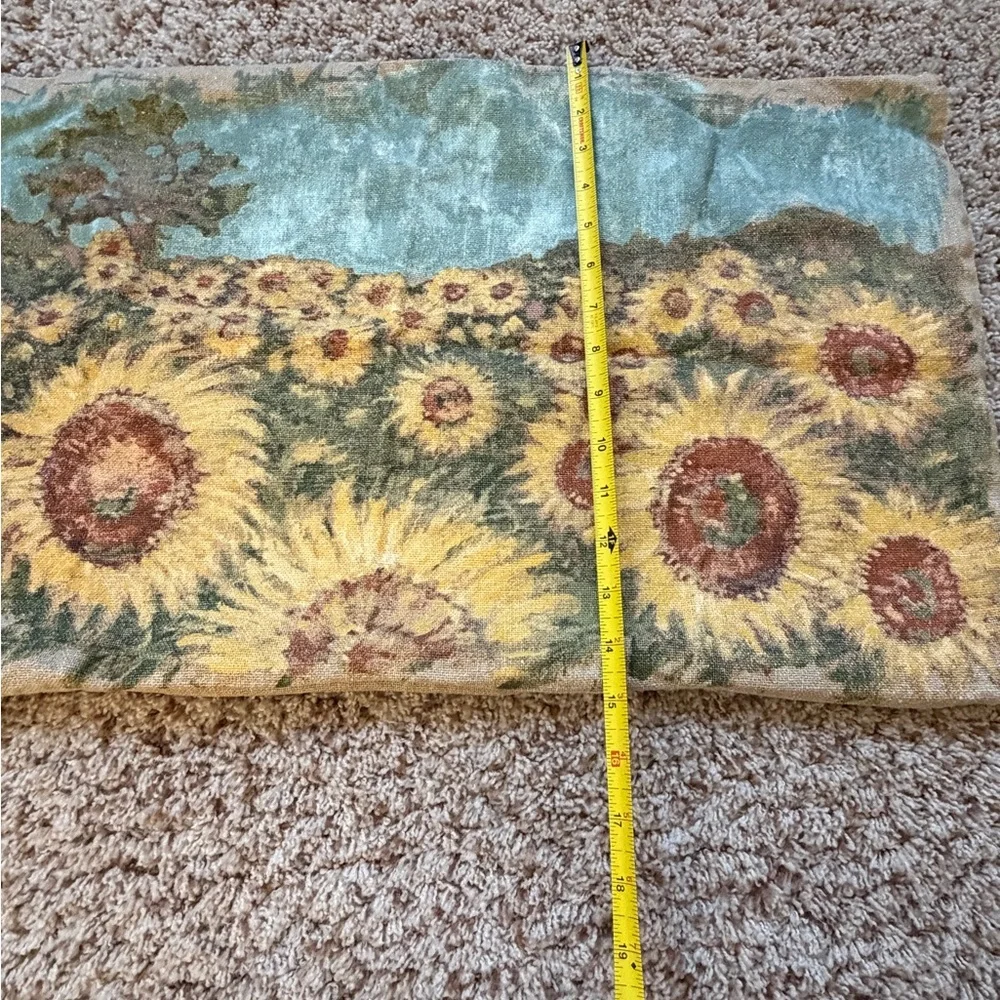 Pottery Barn lumbar pillow cover sham 16 x 26 painted sunflowers cotton linen